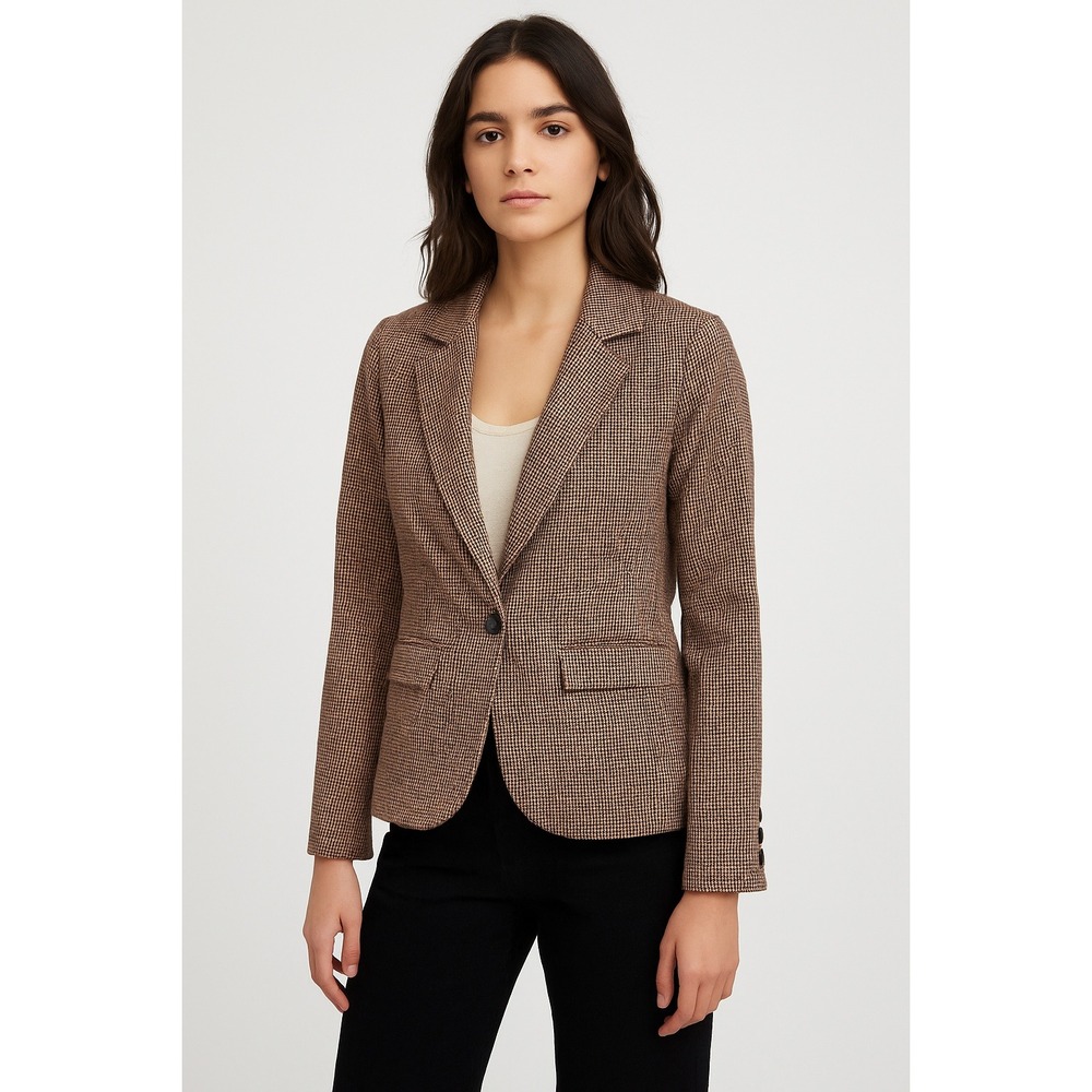 Free People Garnet Houndstooth Linen‎ Blazer Women's Small NWT Structured Fall